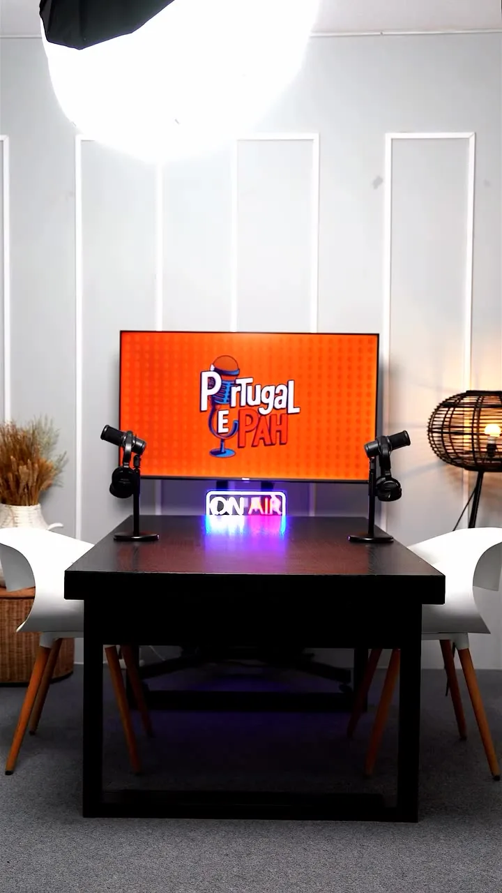 Sala de podcast do estúdio